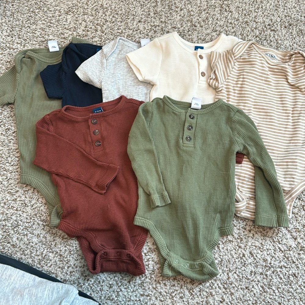 Baby Bodysuit Set in Green, Cream, and Brown